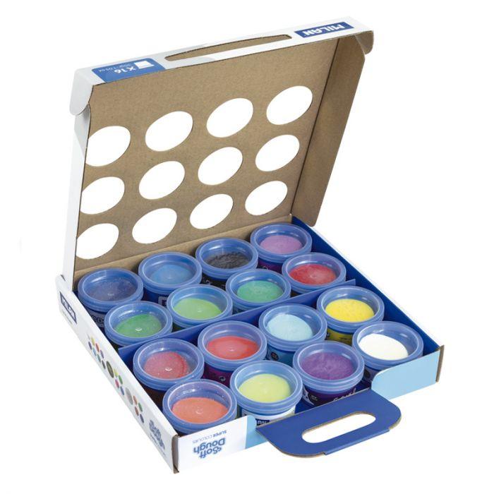 مجموعة 16 علبة من العجين الطري 30 جم بألوان متنوعة (بما في ذلك النيون واللمعان) - Image 3