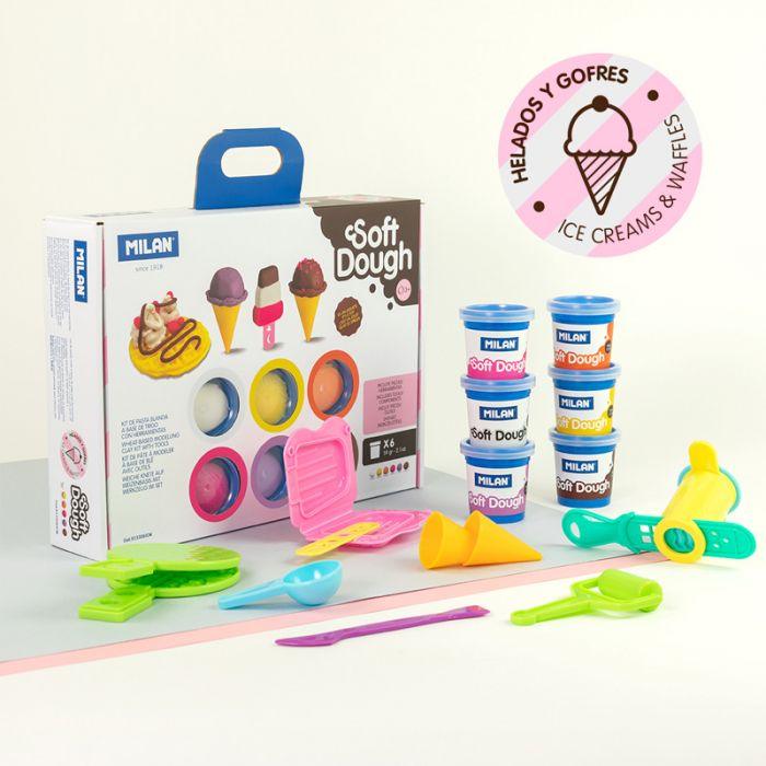 مجموعة 6 علب 59 جرام من العجين الطري مع أدوات الآيس كريم والوافل - Image 3